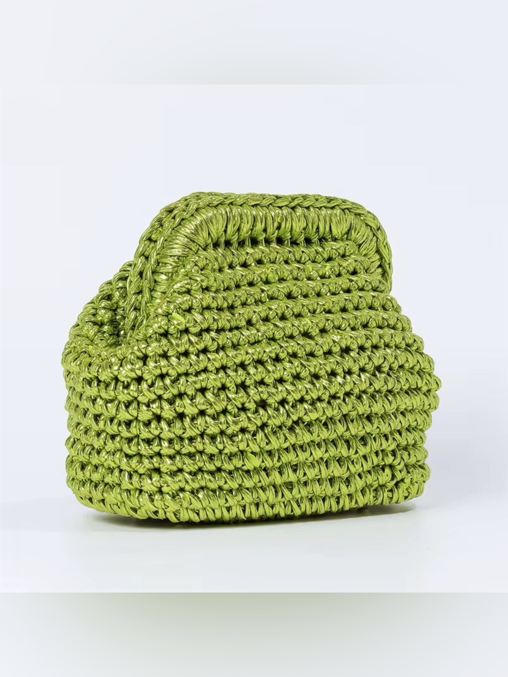 Handwoven Mini Crochet Top-Handle Bag in Green